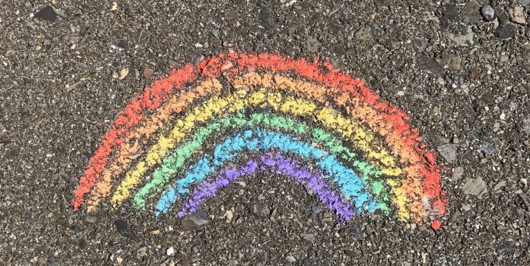 chalk rainbow on asphalt